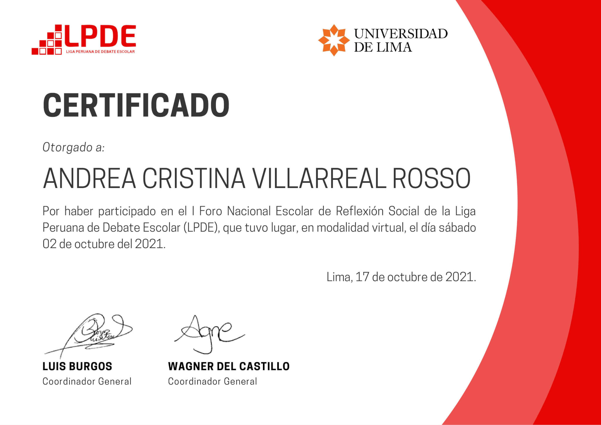 I FORO NACIONAL ESCOLAR DE REFLEXIÓN SOCIAL
